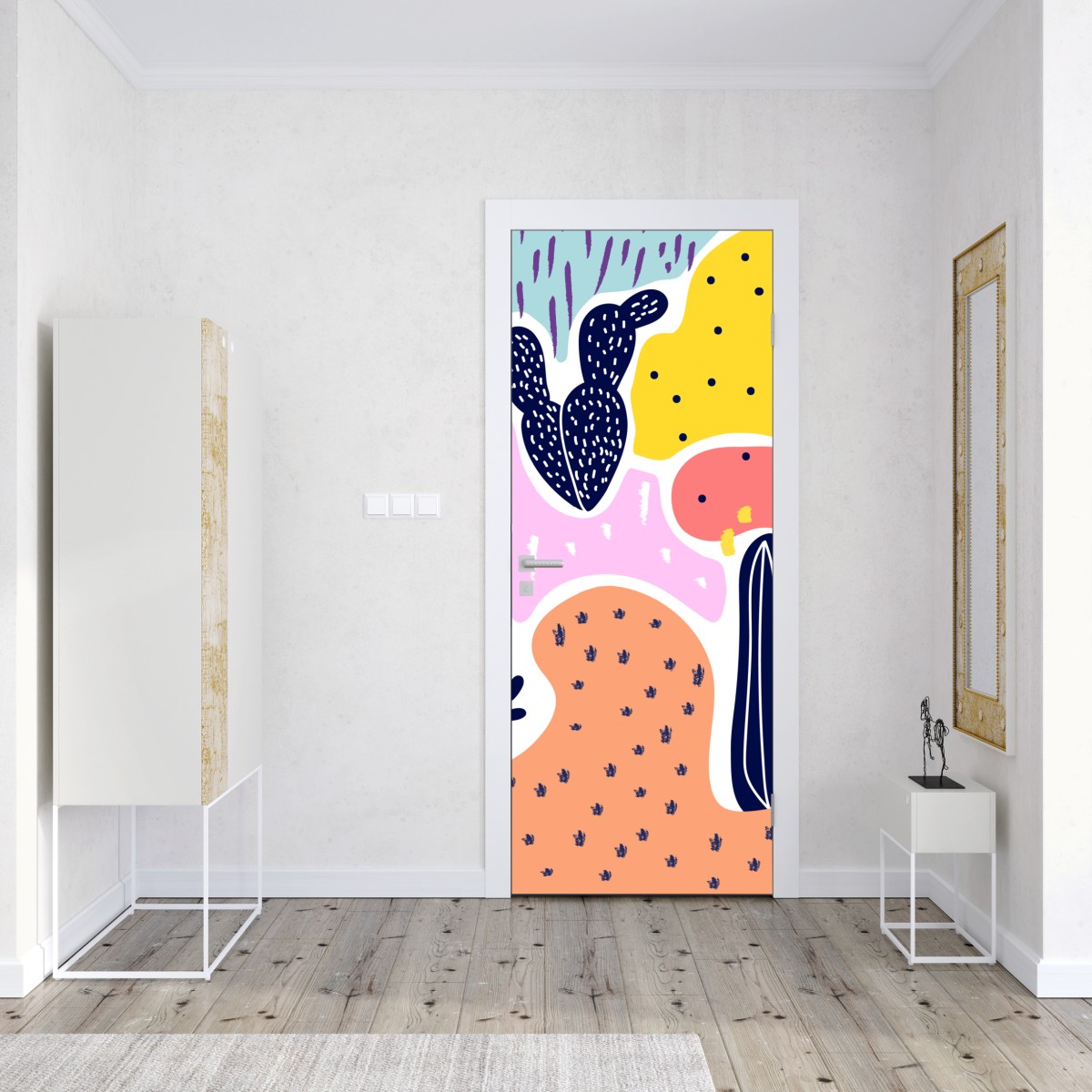 Naklejka na drzwi zabawny abstrakcyjny wzór roślinny – Wallissimo® Naklejka na drzwi zabawny abstrakcyjny wzór roślinny – Wallissimo®