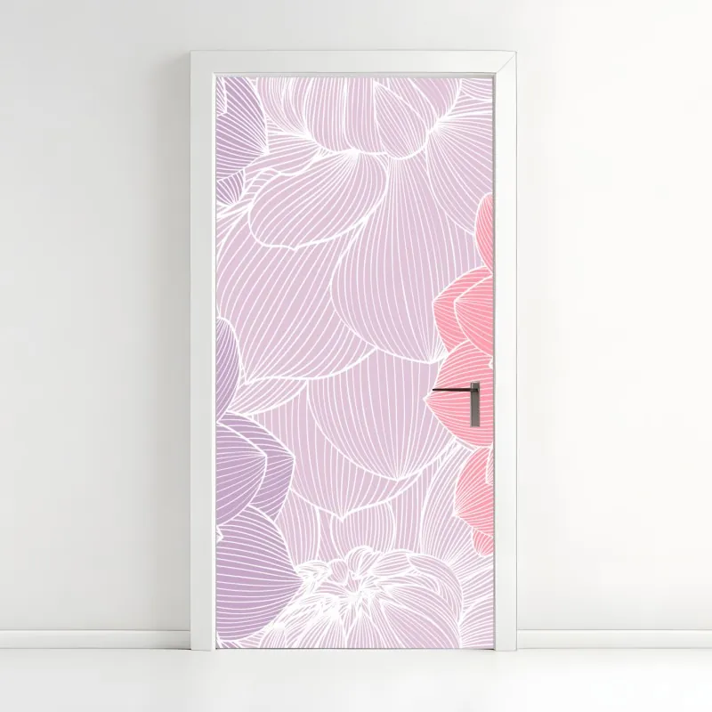 Naklejka na drzwi elegancki beżowy wzór damask – Wallissimo®