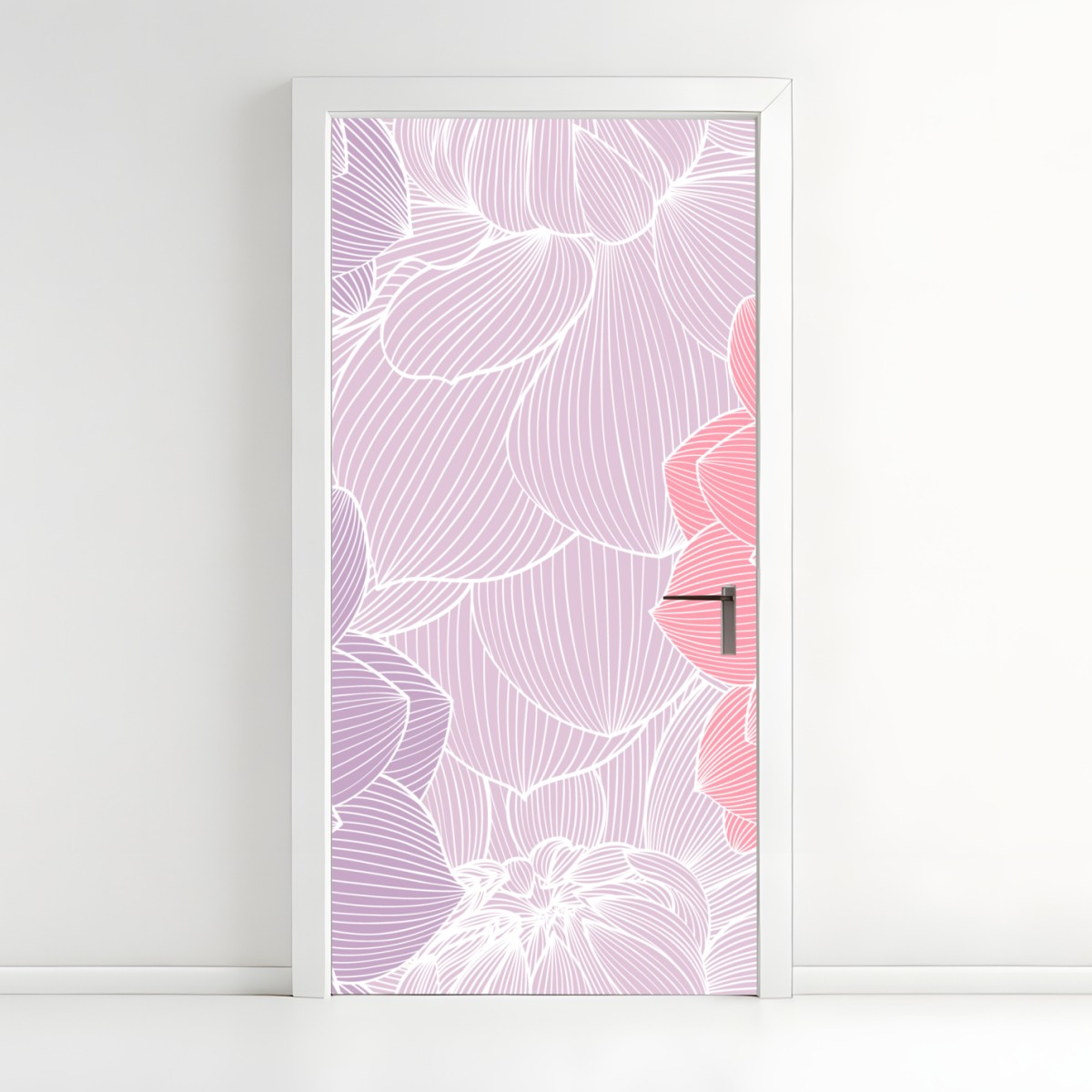 Door sticker soft pastel floral bloom pattern