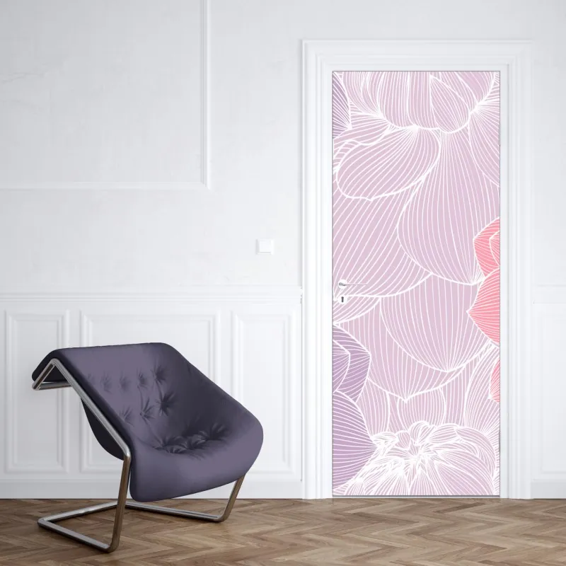 Naklejka na drzwi elegancki beżowy wzór damask – Wallissimo®