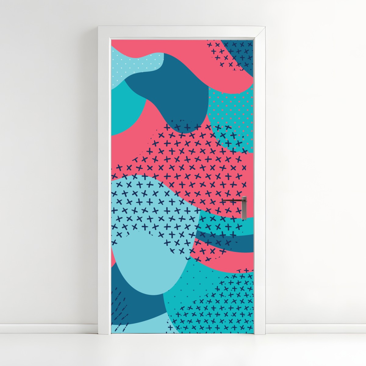 Door sticker playful turquoise abstract pattern