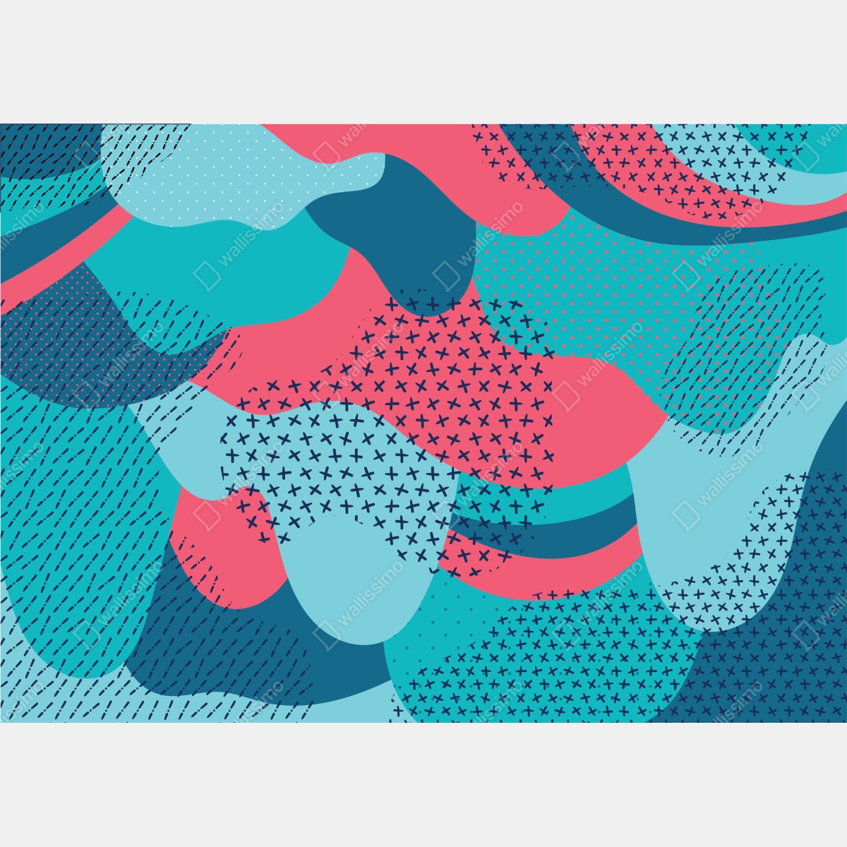 Naklejka na drzwi abstrakcyjny falisty wzór w turkusie i koralu – Wallissimo® Naklejka na drzwi abstrakcyjny falisty wzór w turkusie i koralu – Wallissimo®