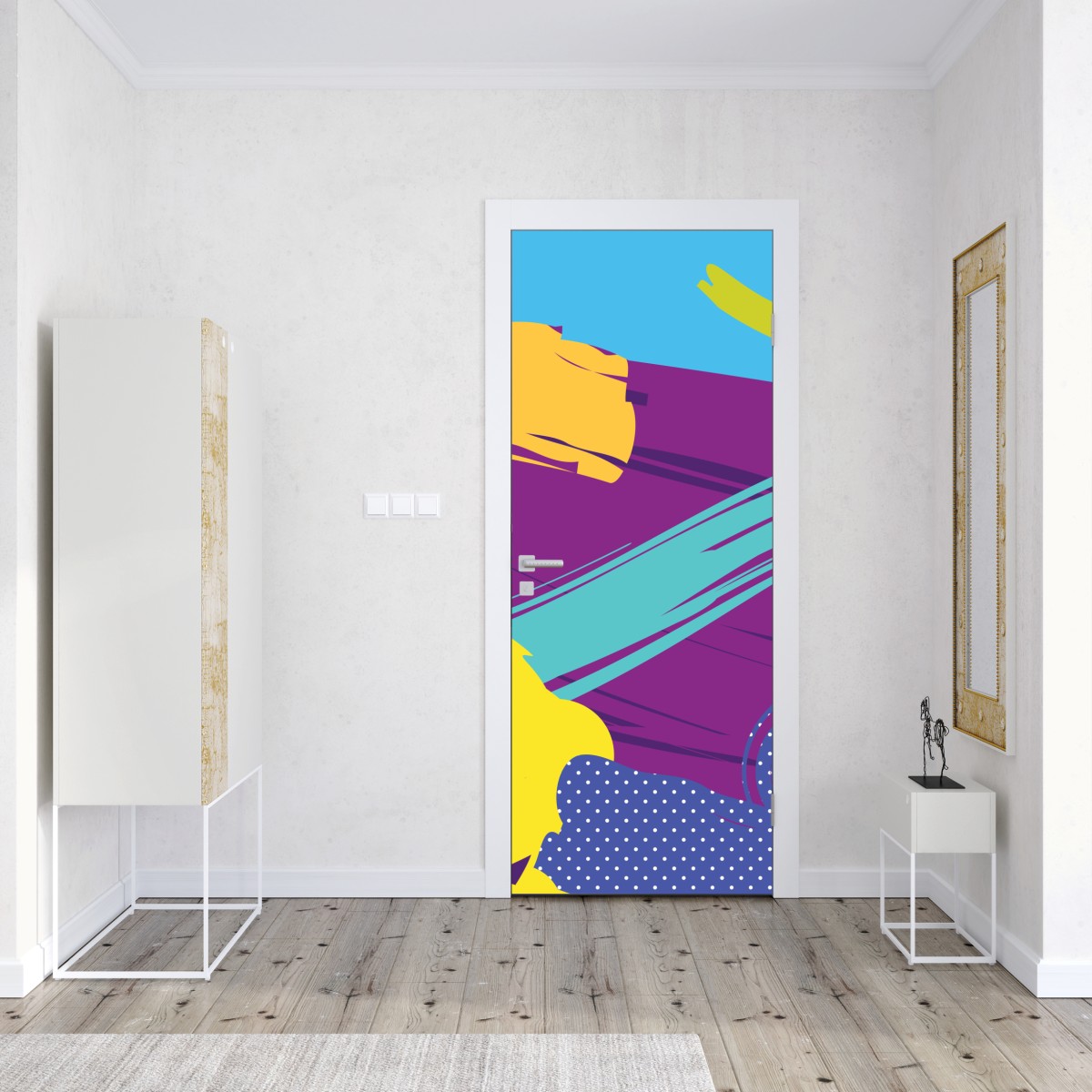 Naklejka na drzwi żywa abstrakcyjna kompozycja pop-art – Wallissimo® Naklejka na drzwi żywa abstrakcyjna kompozycja pop-art – Wallissimo®