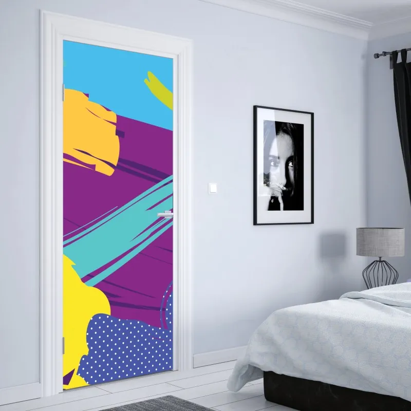 Naklejka na drzwi żywa abstrakcyjna kompozycja pop-art – Wallissimo® Naklejka na drzwi żywa abstrakcyjna kompozycja pop-art – Wallissimo®