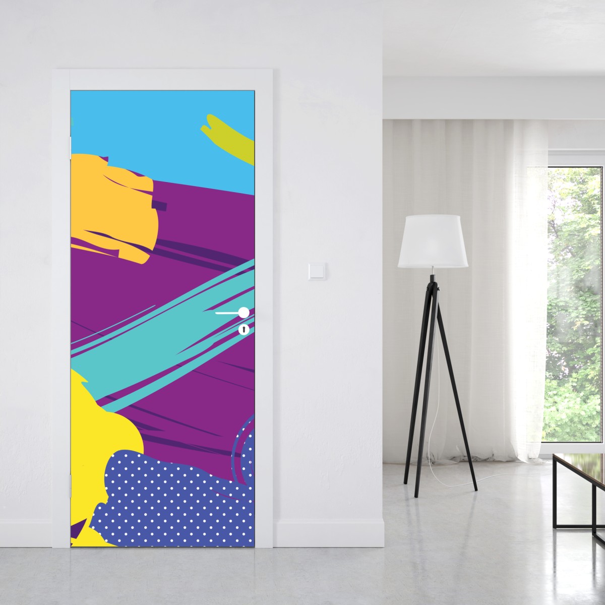 Naklejka na drzwi żywa abstrakcyjna kompozycja pop-art – Wallissimo® Naklejka na drzwi żywa abstrakcyjna kompozycja pop-art – Wallissimo®
