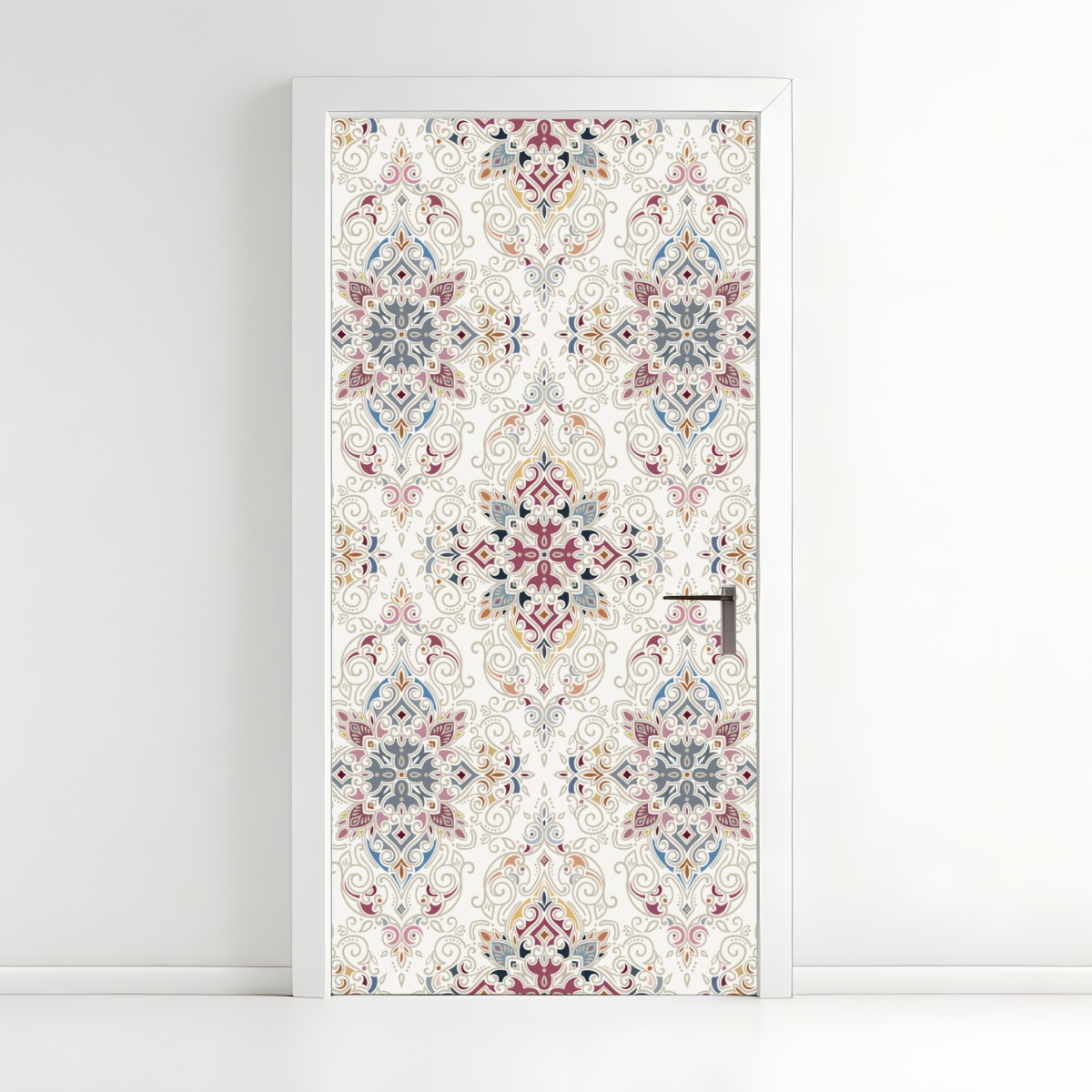 Door sticker ornate vintage damask pattern
