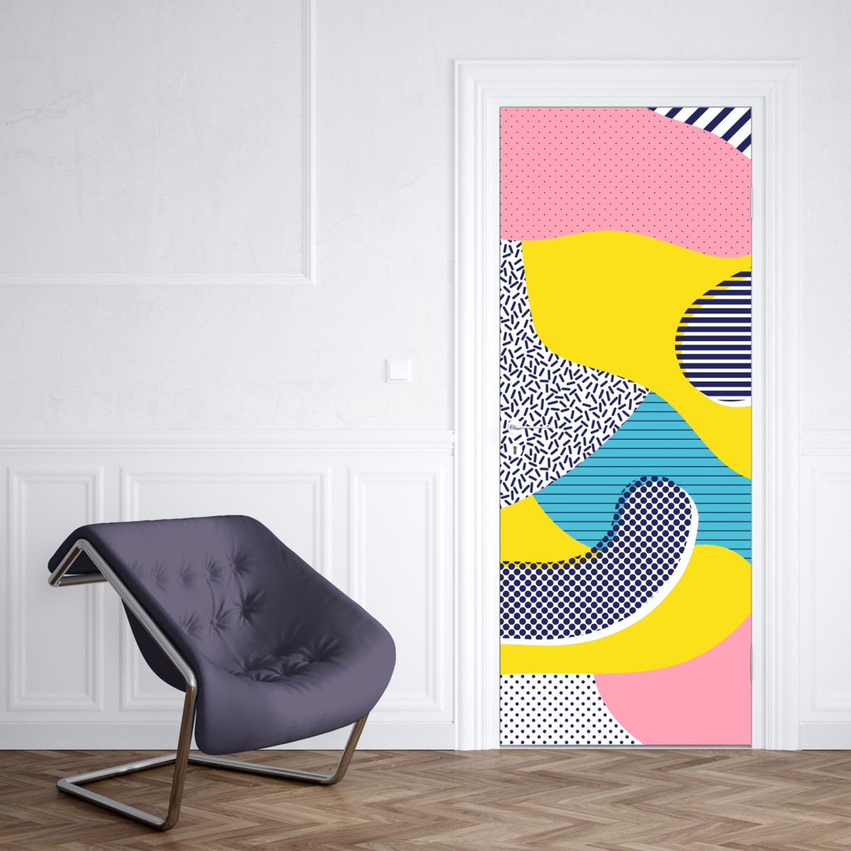 Naklejka na drzwi zabawny abstrakcyjny wzór memphis – Wallissimo® Naklejka na drzwi zabawny abstrakcyjny wzór memphis – Wallissimo®