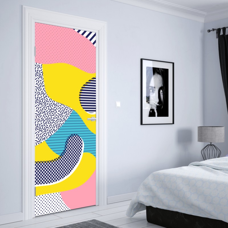 Naklejka na drzwi zabawny abstrakcyjny wzór memphis – Wallissimo® Naklejka na drzwi zabawny abstrakcyjny wzór memphis – Wallissimo®