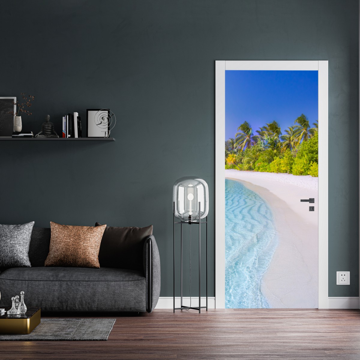 Naklejka na drzwi tropikalna turkusowa plaża – Wallissimo® Naklejka na drzwi tropikalna turkusowa plaża – Wallissimo®