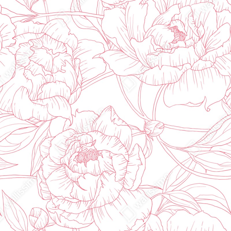 Naklejka na drzwi delikatny różowy wzór piwonii w stylu line art – Wallissimo® Naklejka na drzwi delikatny różowy wzór piwonii w stylu line art – Wallissimo®