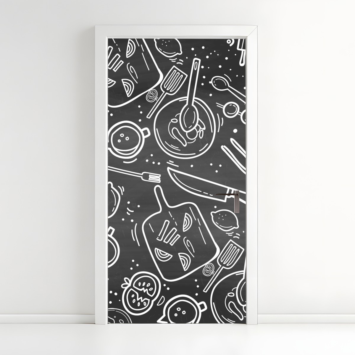 Door sticker kitchen chalkboard doodle pattern