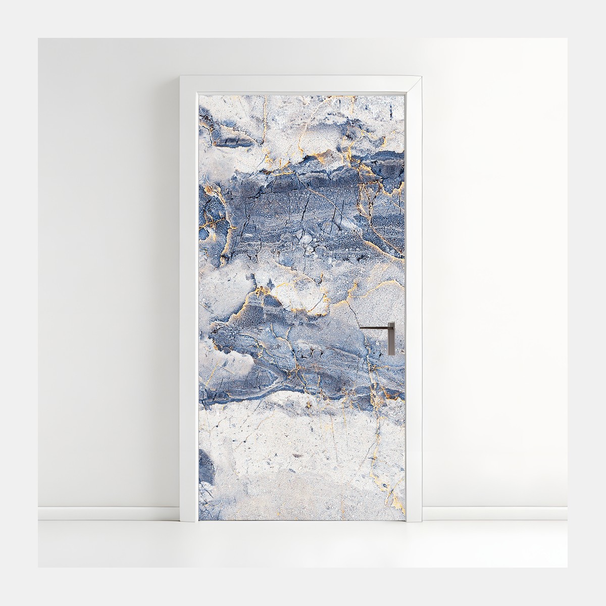 Door sticker blue marble texture with gold veins