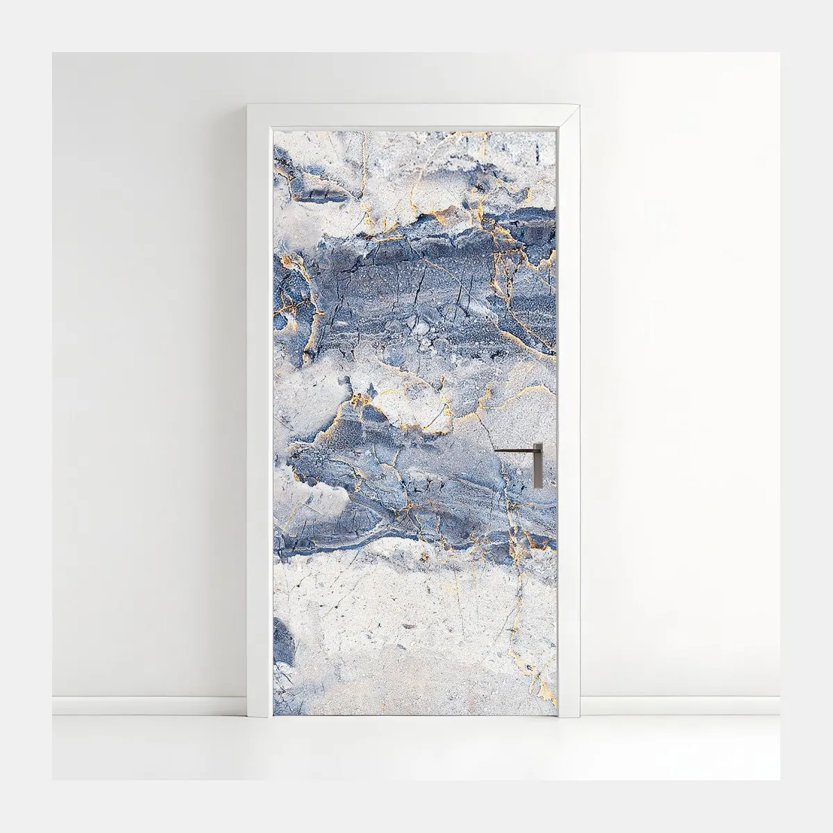Naklejka na drzwi niebieski marmur ze złotymi żyłami – Wallissimo® Naklejka na drzwi niebieski marmur ze złotymi żyłami – Wallissimo®