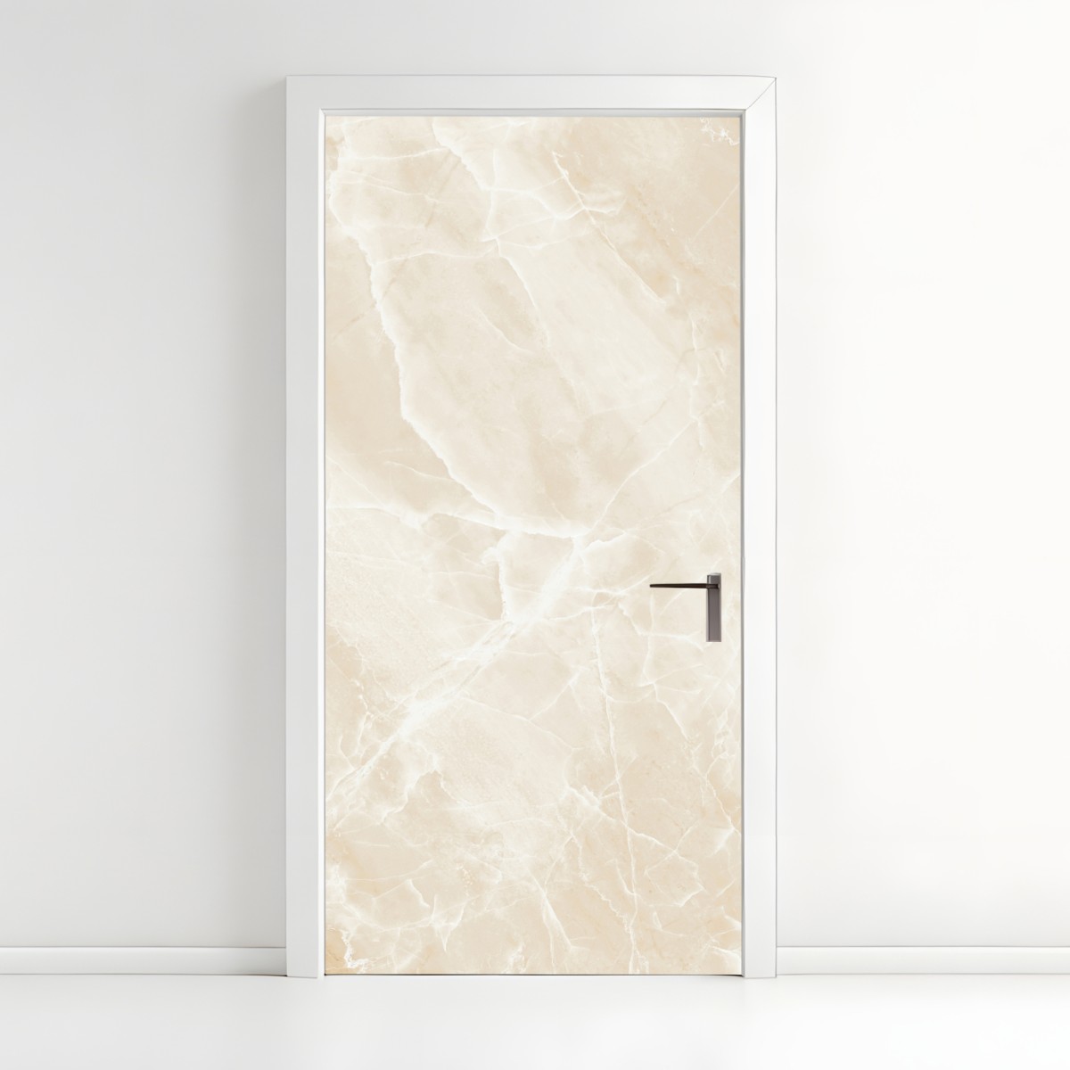 Door sticker beige marble texture with white veining