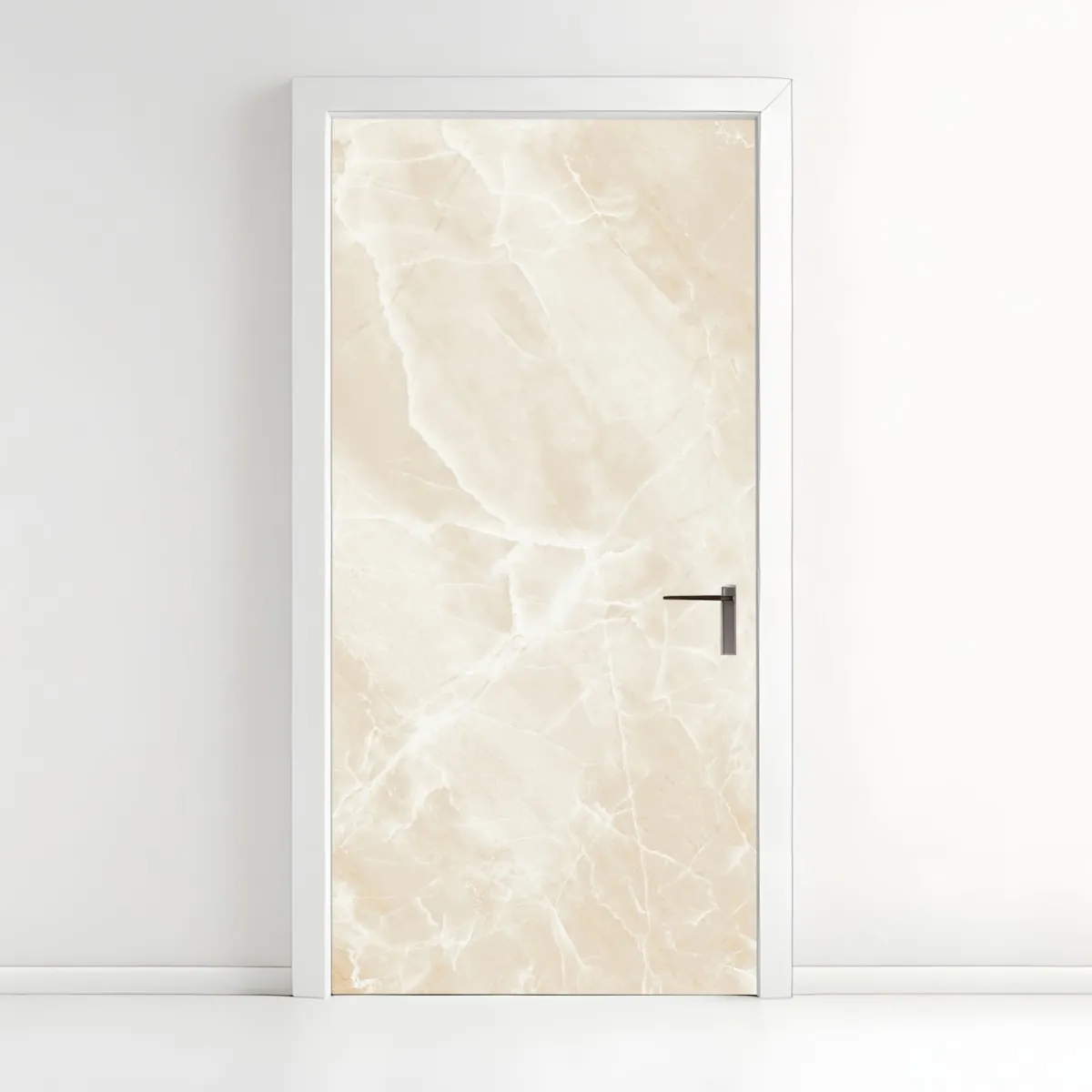 Naklejka na drzwi beżowa tekstura marmuru z białymi żyłami – Wallissimo® Naklejka na drzwi beżowa tekstura marmuru z białymi żyłami – Wallissimo®