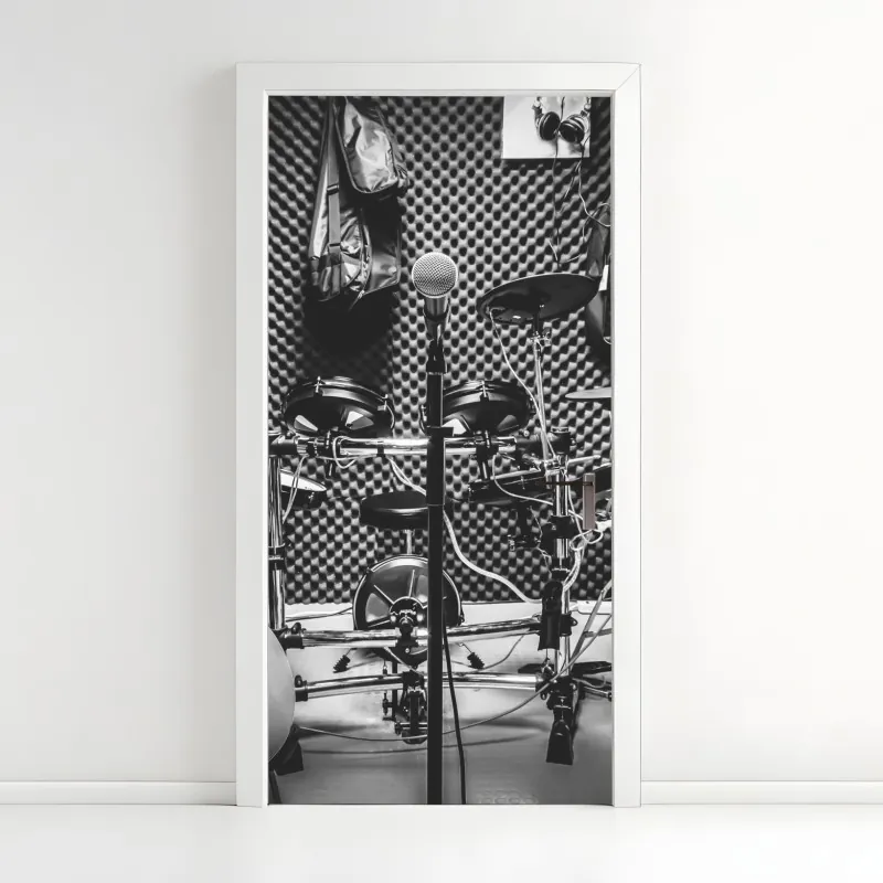 Naklejka na drzwi intensywny tropikalny ptak rajski na zielonych liściach – Wallissimo®