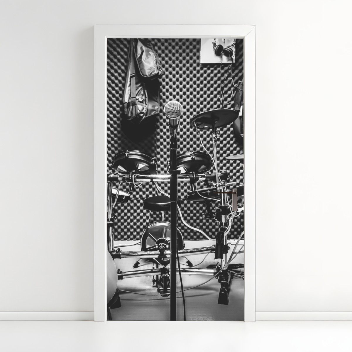 Door sticker monochrome music studio corner