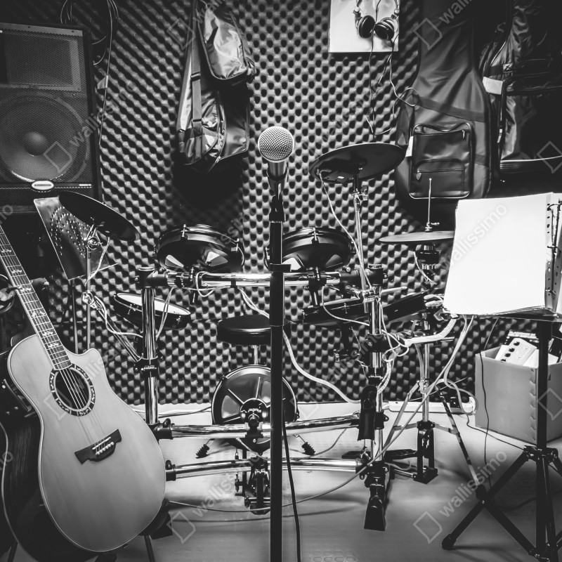 Naklejka na drzwi monochromatyczne studio muzyczne – Wallissimo® Naklejka na drzwi monochromatyczne studio muzyczne – Wallissimo®