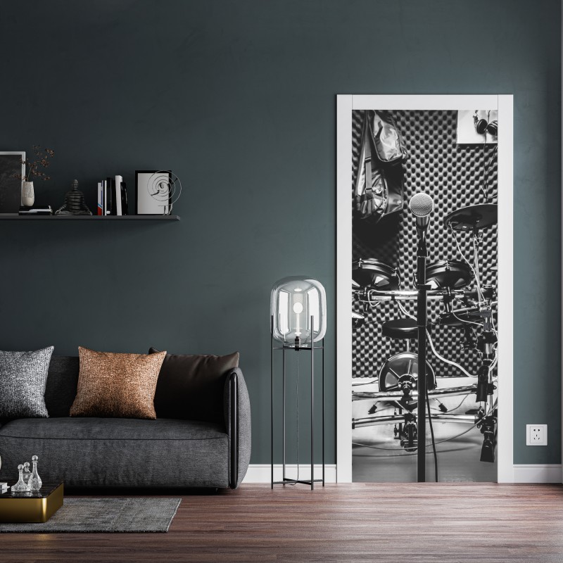 Naklejka na drzwi monochromatyczne studio muzyczne – Wallissimo® Naklejka na drzwi monochromatyczne studio muzyczne – Wallissimo®