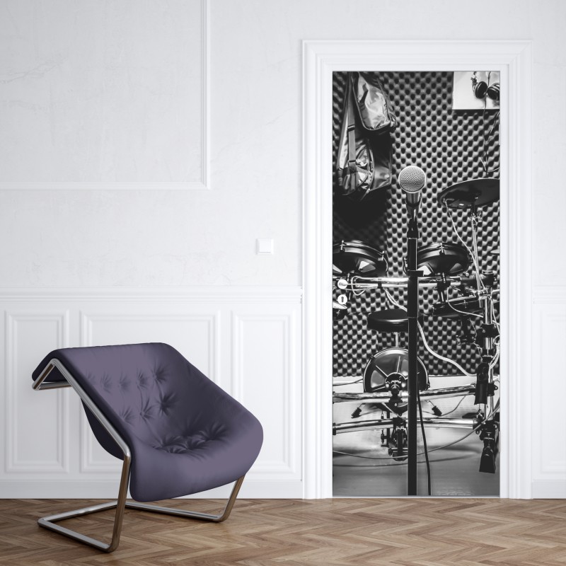 Naklejka na drzwi monochromatyczne studio muzyczne – Wallissimo® Naklejka na drzwi monochromatyczne studio muzyczne – Wallissimo®