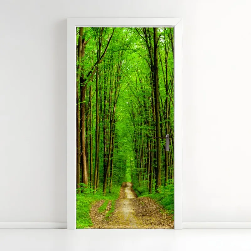 Naklejka na drzwi most Manhattan w kadrze brukowanej ulicy – Wallissimo®