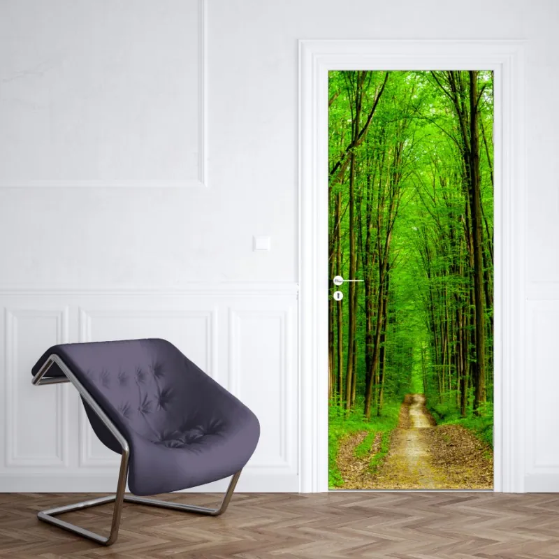 Naklejka na drzwi most Manhattan w kadrze brukowanej ulicy – Wallissimo®