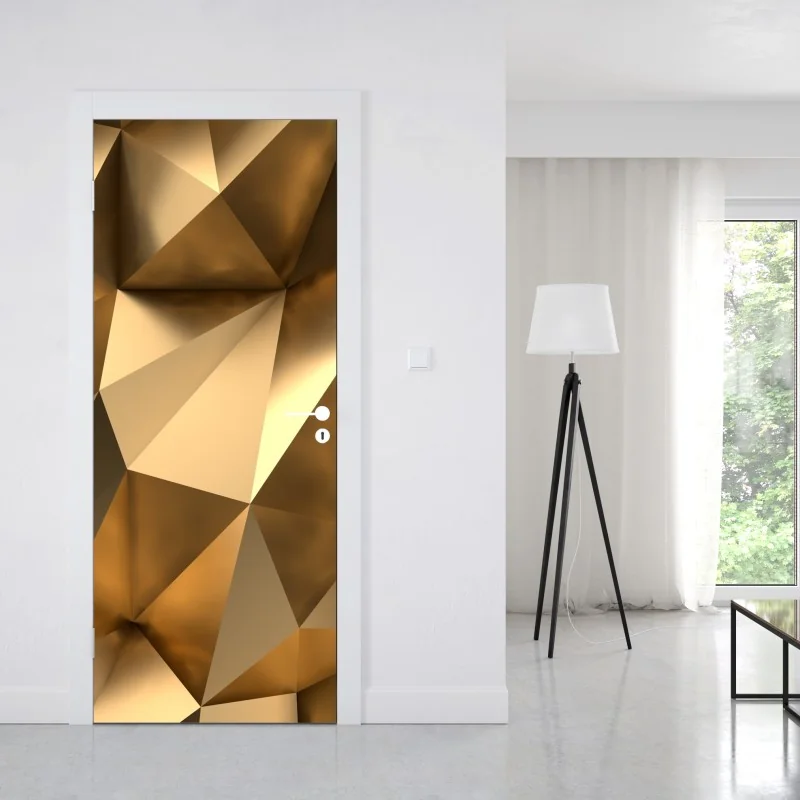 Naklejka na drzwi złote geometryczne fasety – Wallissimo® Naklejka na drzwi złote geometryczne fasety – Wallissimo®