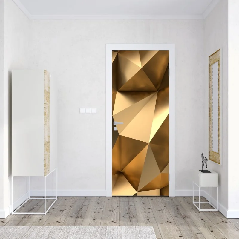 Naklejka na drzwi złote geometryczne fasety – Wallissimo® Naklejka na drzwi złote geometryczne fasety – Wallissimo®