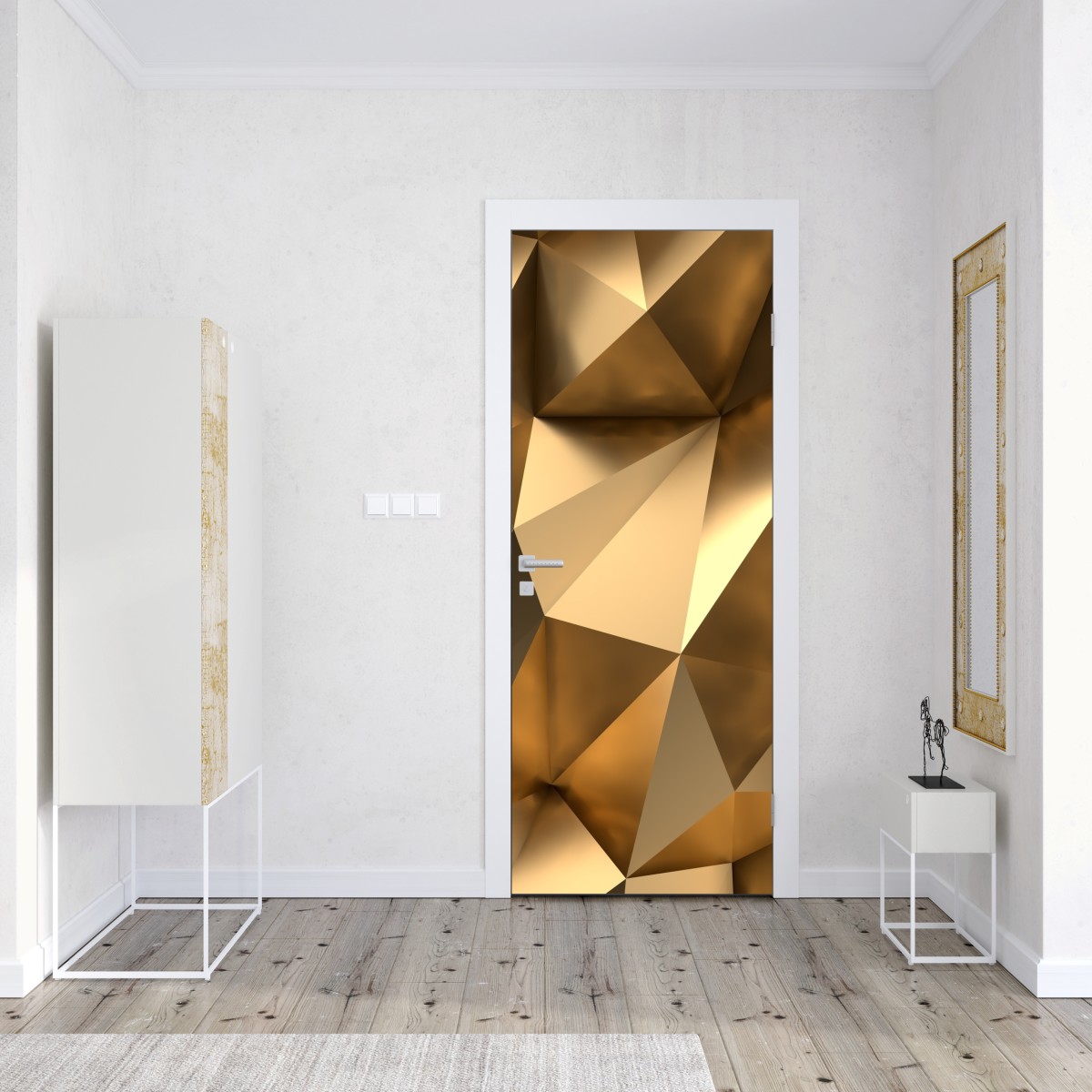 Naklejka na drzwi złote geometryczne fasety – Wallissimo® Naklejka na drzwi złote geometryczne fasety – Wallissimo®