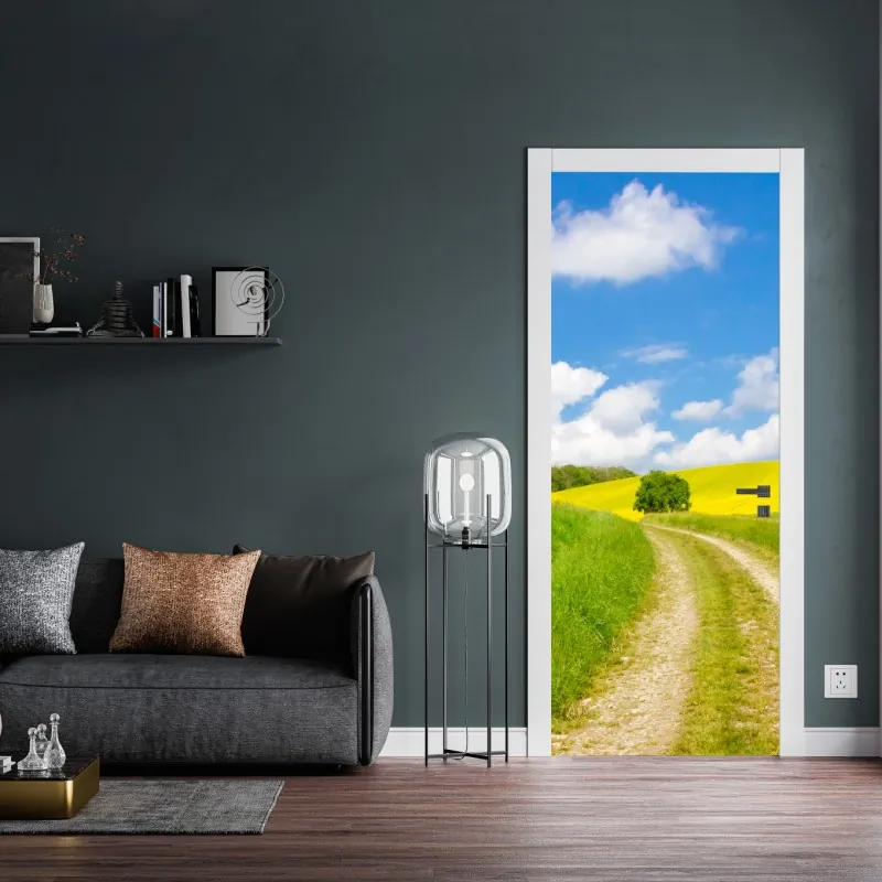 Naklejka na drzwi ciemnoszary marmur ze złotymi żyłami – Wallissimo®