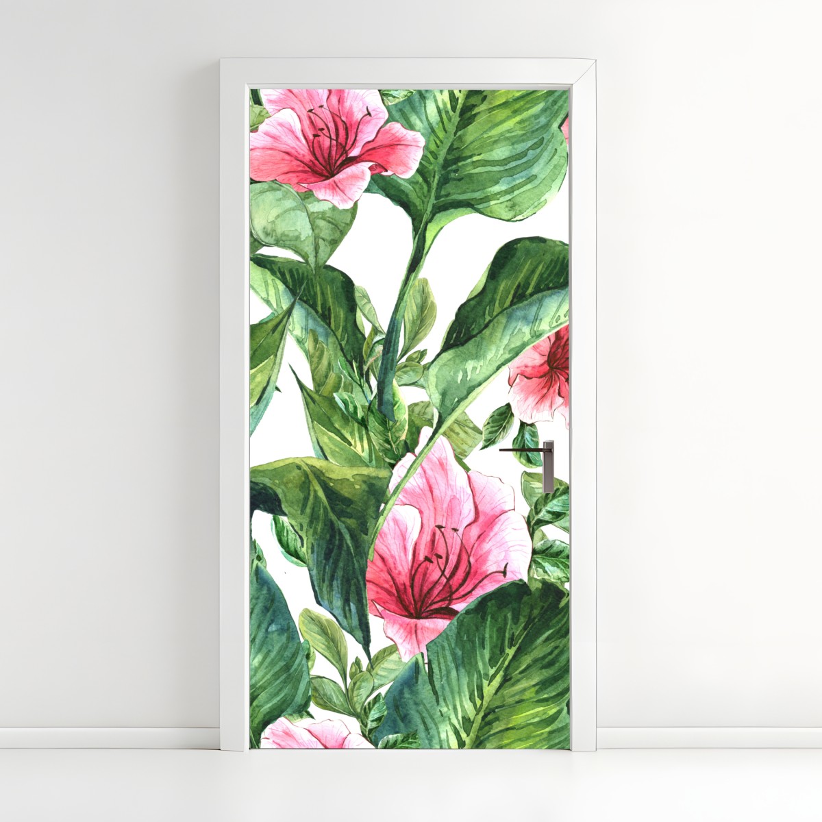 Door sticker pink watercolor floral botanical print