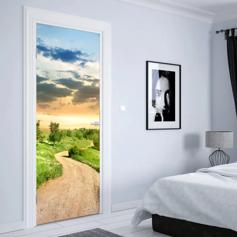 Naklejka na drzwi perspektywa Mostu Brooklyńskiego w monochromie – Wallissimo®