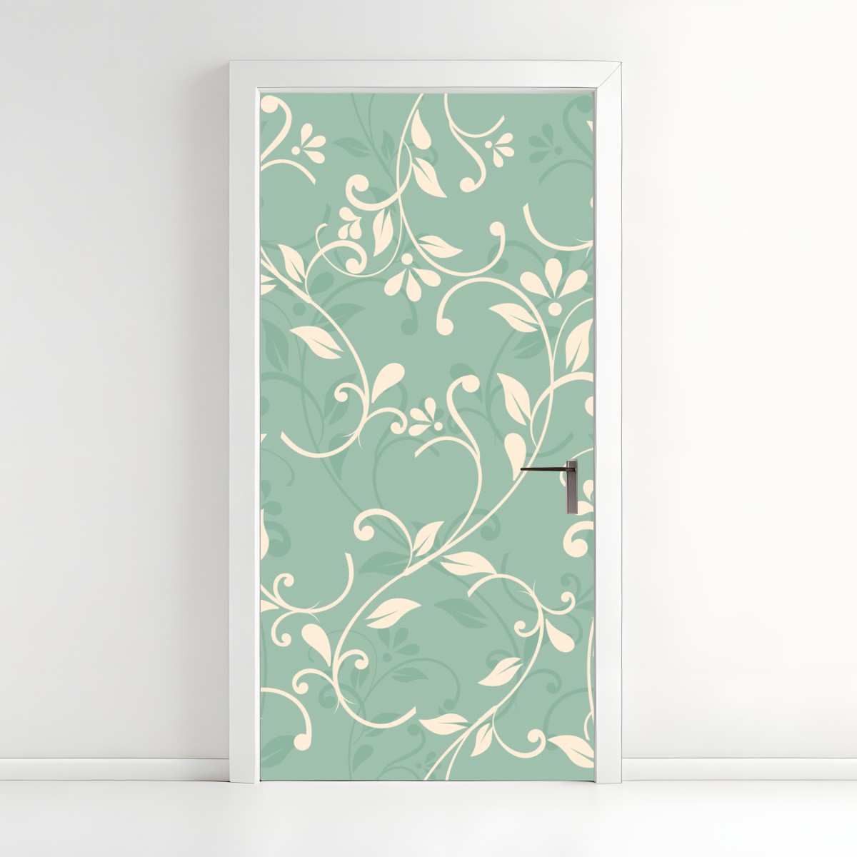 Door sticker mint floral vintage pattern