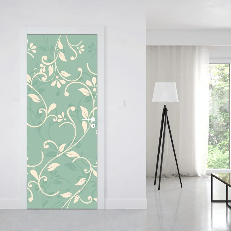 Naklejka na drzwi luksusowa abstrakcja turkus z złotymi żyłami – Wallissimo®