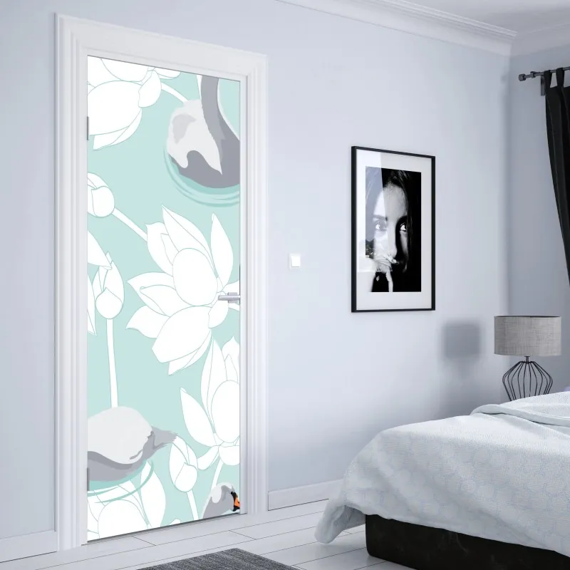 Naklejka na drzwi złota panorama Los Angeles z palmami – Wallissimo®