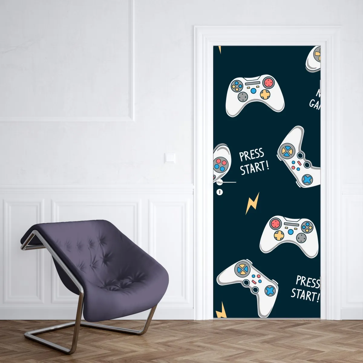 Naklejka na drzwi retro wzór kontrolerów do gier – Wallissimo® Naklejka na drzwi retro wzór kontrolerów do gier – Wallissimo®