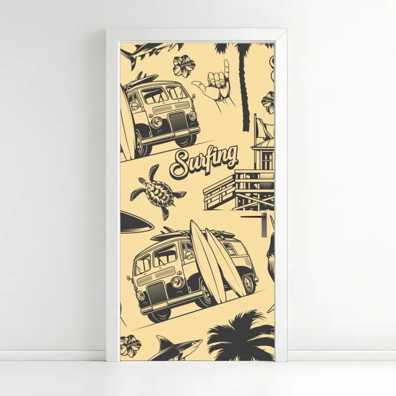 Naklejka na drzwi odważny geometryczny wzór na ścianę – Wallissimo®