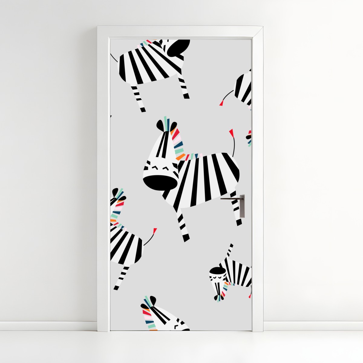 Door sticker playful zebra stripe pattern