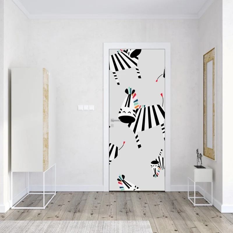 Naklejka na drzwi czarno-biały kaktus w zbliżeniu – Wallissimo®