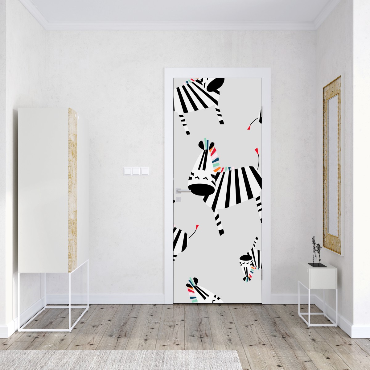 Naklejka na drzwi zabawny wzór z zebrami – Wallissimo® Naklejka na drzwi zabawny wzór z zebrami – Wallissimo®