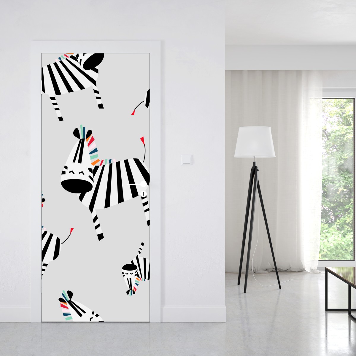 Naklejka na drzwi zabawny wzór z zebrami – Wallissimo® Naklejka na drzwi zabawny wzór z zebrami – Wallissimo®