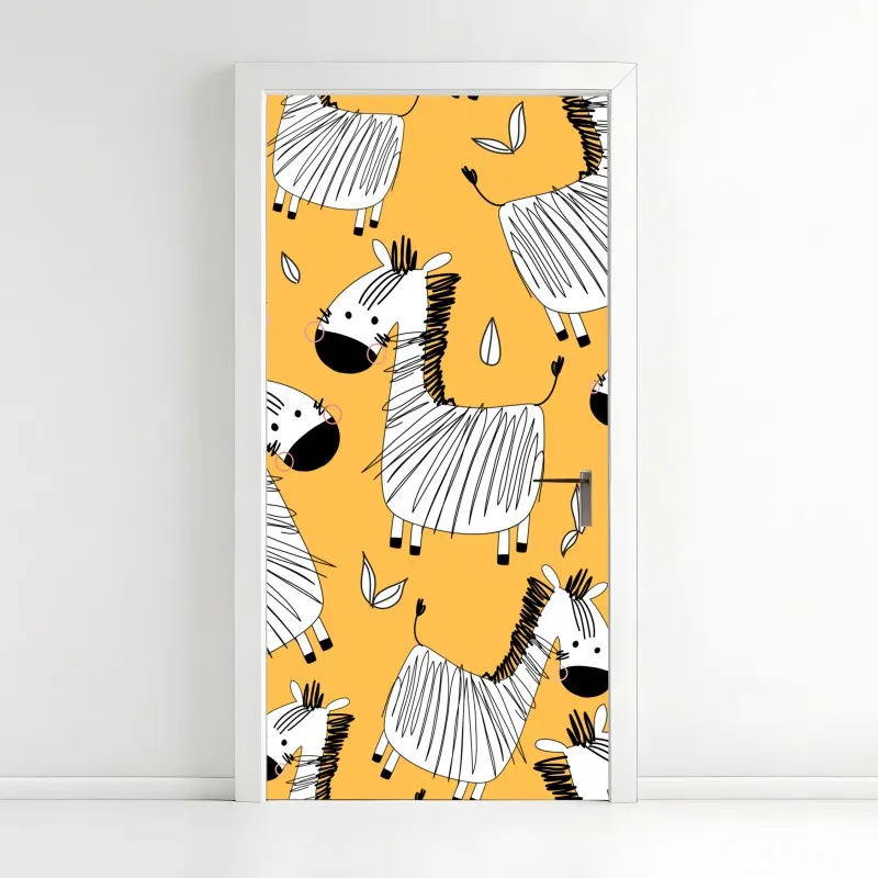 Naklejka na drzwi złoty wzór damaskowy na granatowym tle – Wallissimo®