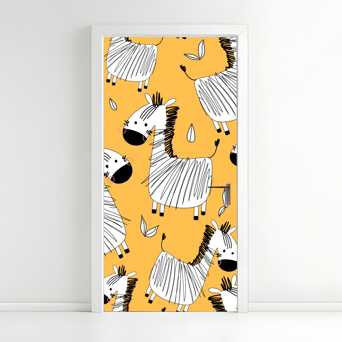 Door sticker playful zebra pattern for kids room