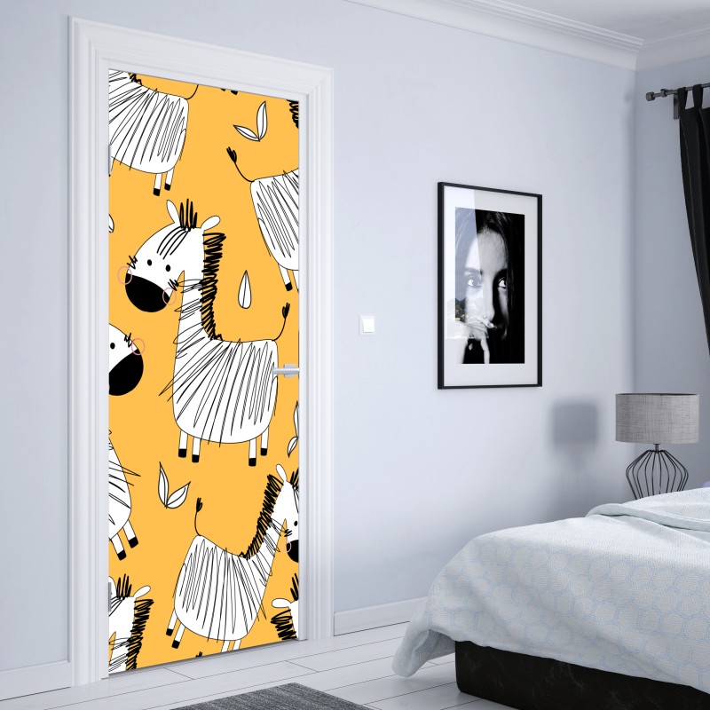 Naklejka na drzwi złoty wzór damaskowy na granatowym tle – Wallissimo®