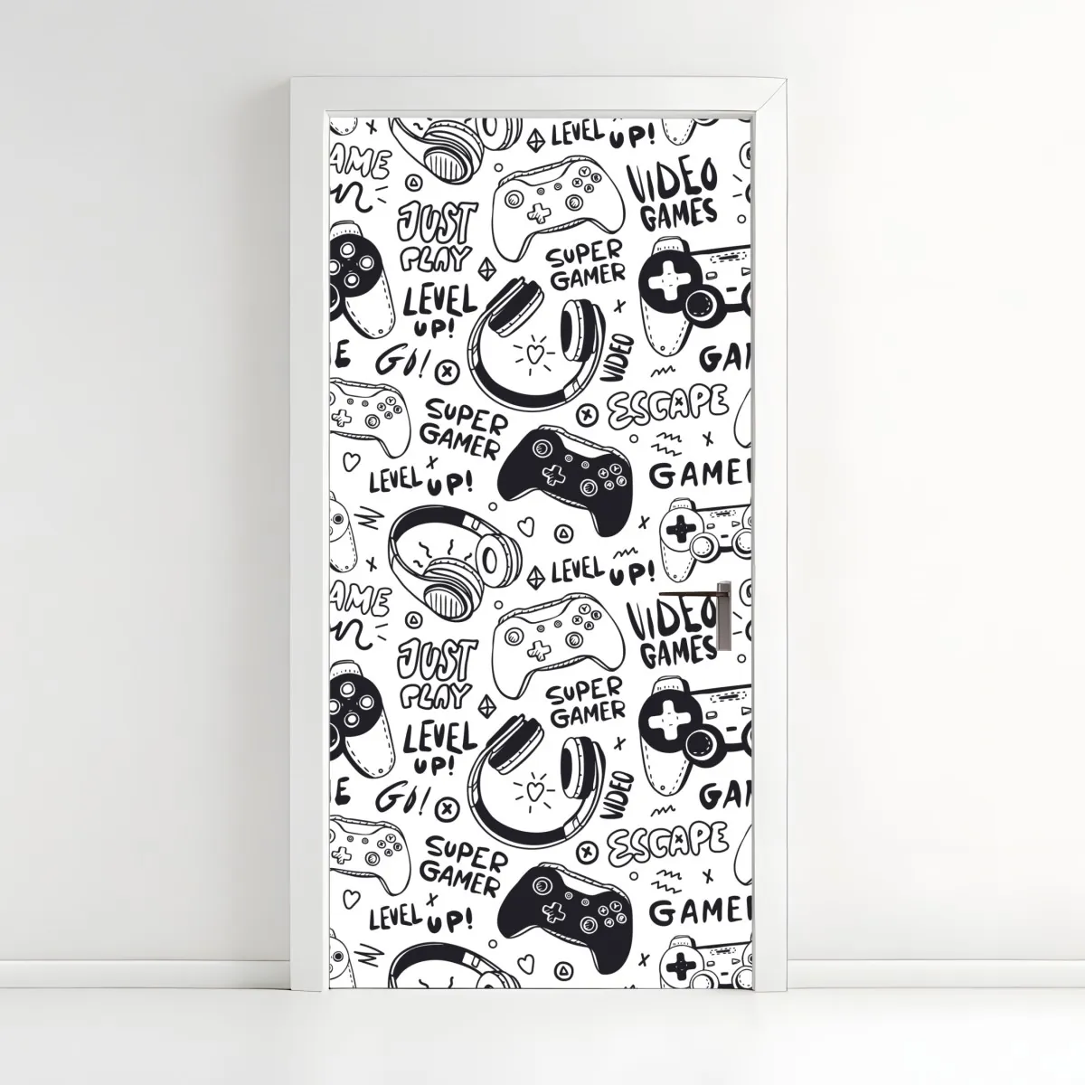 Naklejka na drzwi wzór gier wideo z kontrolerami – Wallissimo® Naklejka na drzwi wzór gier wideo z kontrolerami – Wallissimo®