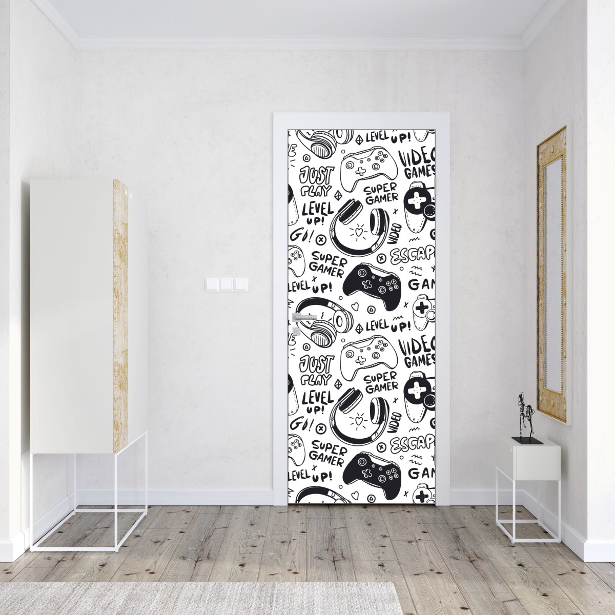 Naklejka na drzwi wzór gier wideo z kontrolerami – Wallissimo® Naklejka na drzwi wzór gier wideo z kontrolerami – Wallissimo®