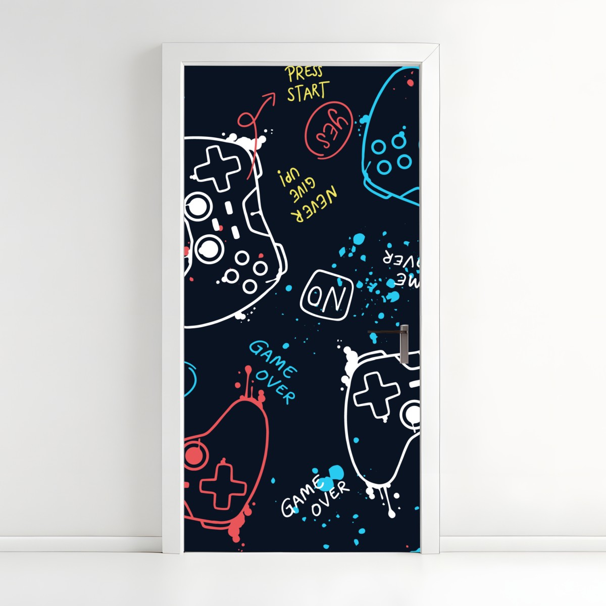 Door sticker colorful gaming controller pattern