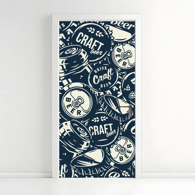 Naklejka na drzwi wzór kapsli piwa rzemieślniczego