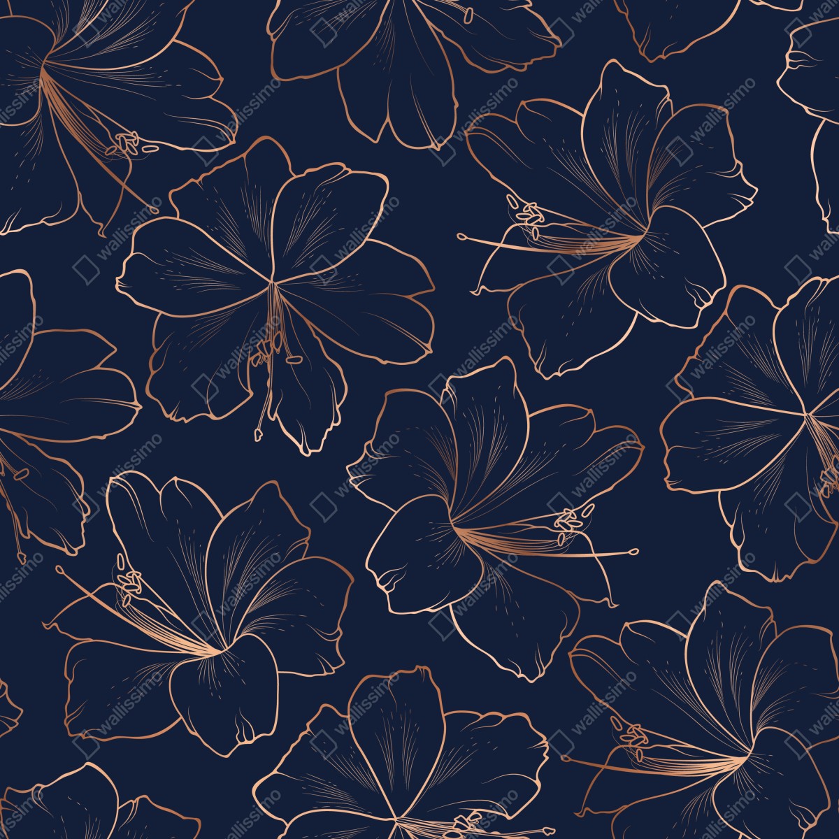 Naklejka na drzwi granatowy motyw z złotymi konturami kwiatów – Wallissimo® Naklejka na drzwi granatowy motyw z złotymi konturami kwiatów – Wallissimo®