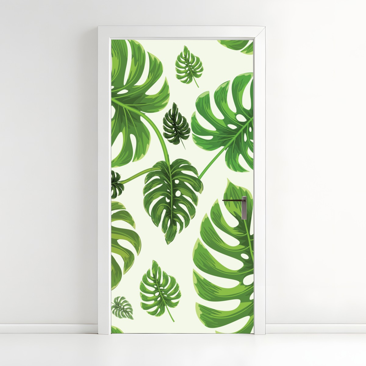 Door sticker tropical monstera leaf pattern